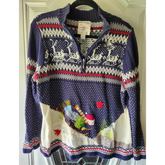 Ltd Ed. CJ Banks Hand Embroidered 2010 Sweater Holiday Winter Christmas Size 1X - Picture 1 of 6